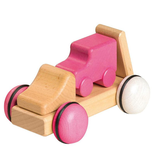 Wooden Mini Car Transporter Pink