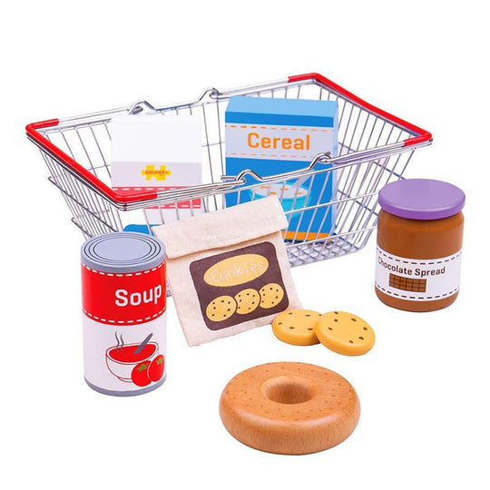 Groceries in Metal Carry Basket