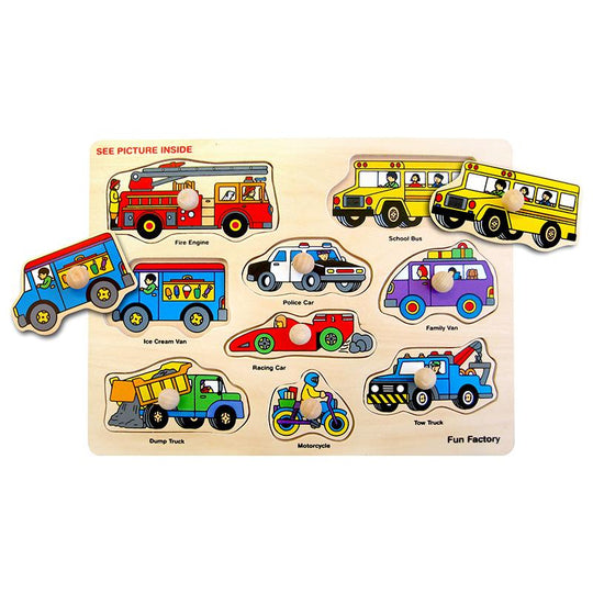 Vehicles Wooden Peg Puzzle