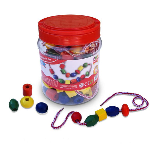 Lacing Beads in a Jar