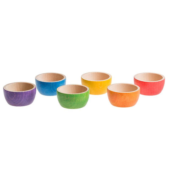 6 Rainbow Wooden Bowls