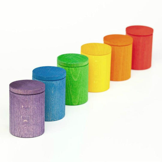 6 Coloured Cups with Lids Rainbow Set