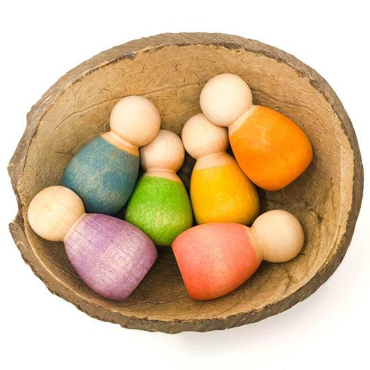 6 Baby Nins Rainbow Peg People