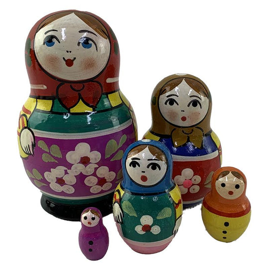 Village Traditional Babushka Dolls Set 5pc