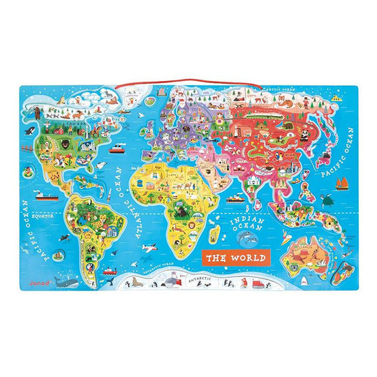 Large Magnetic World Puzzle Map