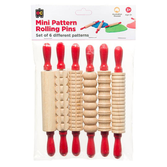 Mini Pattern Rolling Pins 6pc