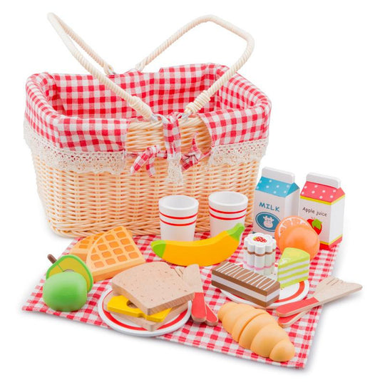 Picnic Basket with Wooden Foods
