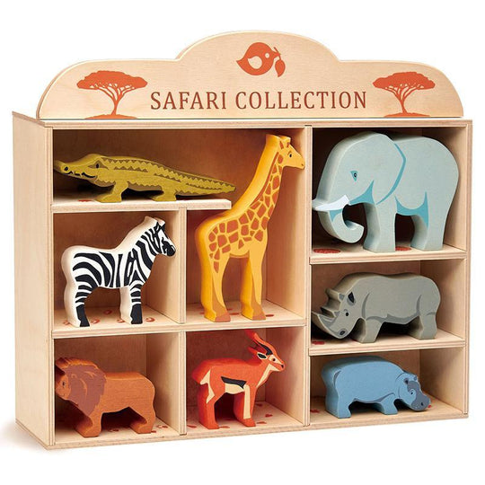 Wooden Safari Animals with Display