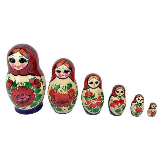 Kirov Red Traditional Babushka Dolls Set 6pc