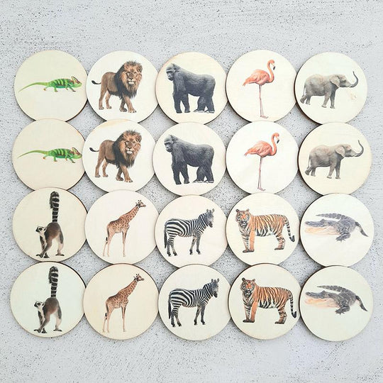 Jungle Animals Real Life Memory Match Discs